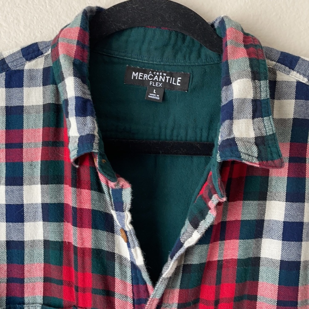 J Crew Mercantile Flex Checked Button Down L - image 2